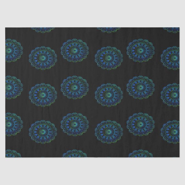 Bluish green mandala tissue paper (Front)