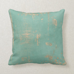 Bluish Green Painted Vintage News Cushion