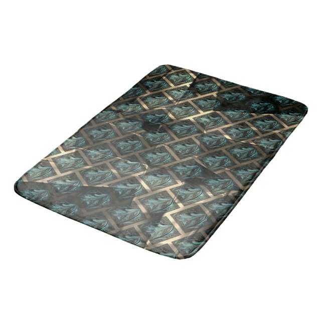 Bluish grey brick effect, under dark spot in lines bath mat (Angled)
