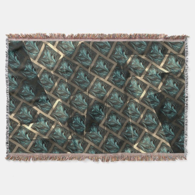 Bluish grey brick effect, under dark spot in lines throw blanket (Front)