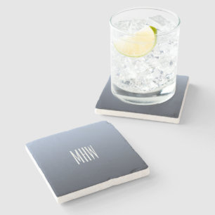 Bluish Grey Gradient custom monogram stone coaster