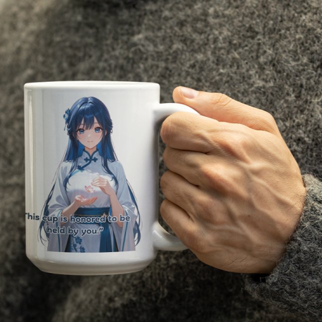 Bluish Hair Royal Anime Girl Coffee Mug (Creator Uploaded)