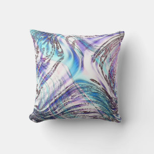 Bluish oyster drawings, crossed and twisted cushion