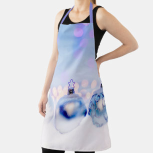 Bluish Silver Christmas Decor Balls Apron