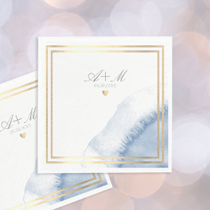 Bluish Watercolor Detail Wedding Napkin