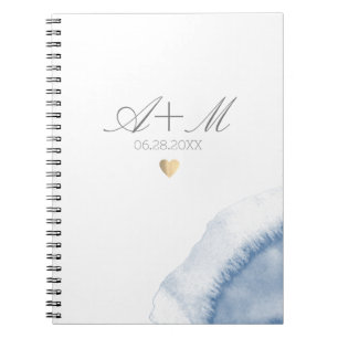 Bluish Watercolor Detail Wedding Notebook