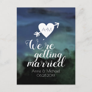 bluish watercolor wedding SAVE THE DATE Announcement Postcard
