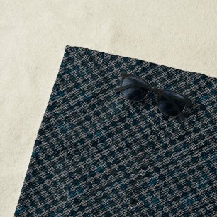Bluish weird chequered or slanted stripes, dotted beach towel