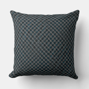 Bluish weird chequered or slanted stripes, dotted cushion