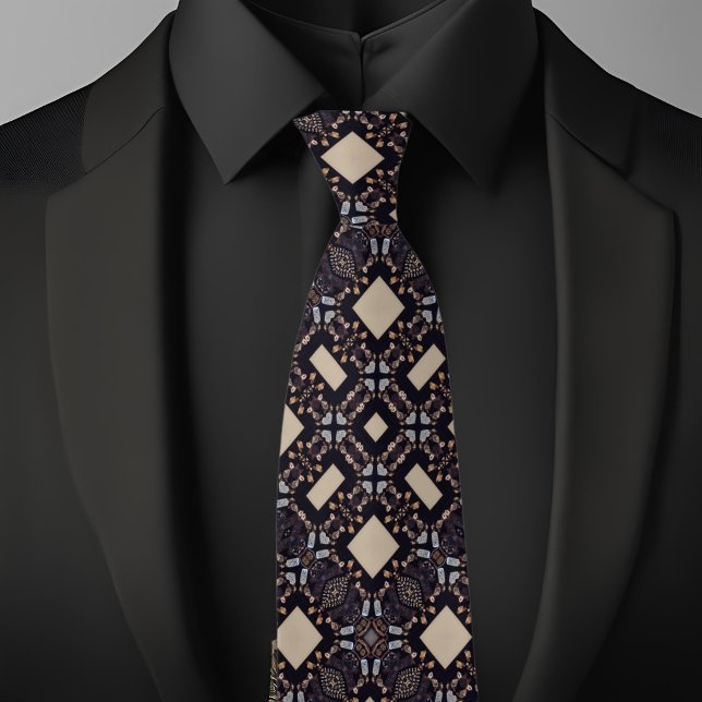 Blule Tan and Brown Diamond Pattern Necktie (Creator Uploaded)