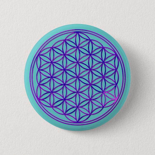 Blume des Lebens / Flower Of Life | pink blue 6 Cm Round Badge (Front)