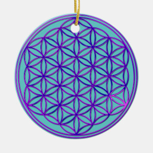 Blume des Lebens / Flower Of Life   pink blue Ceramic Tree Decoration