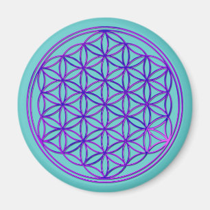 Blume des Lebens / Flower Of Life pink blue Magnet