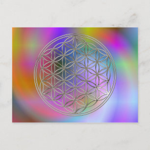 Blume des Lebens / Flower Of Life silver coloure Postcard