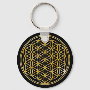 Blume des Lebens   klein black Key Ring