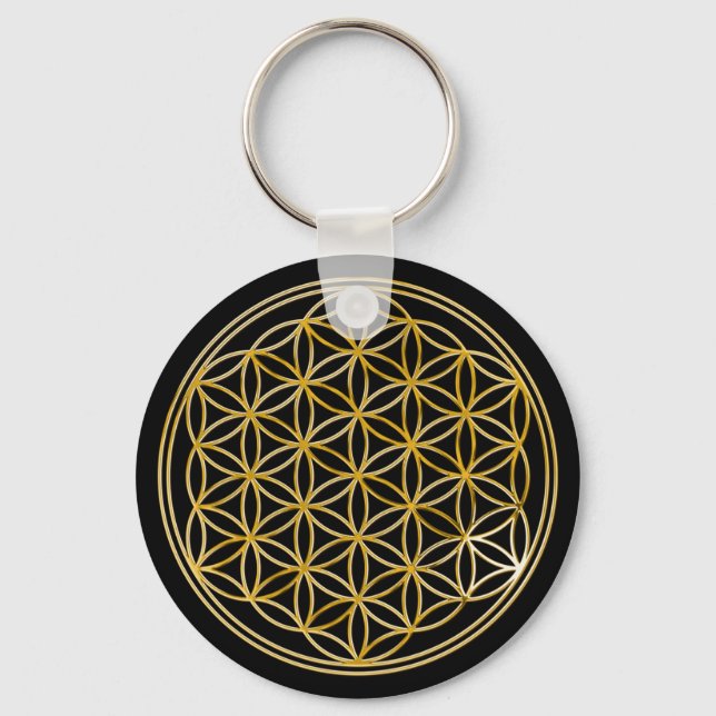 Blume des Lebens | klein black Key Ring (Front)