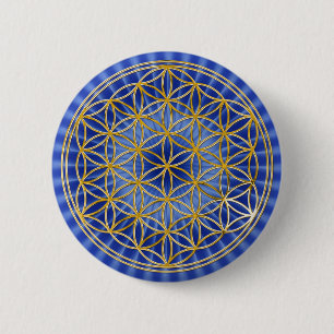 Blume des Lebens klein blue radial BG 6 Cm Round Badge