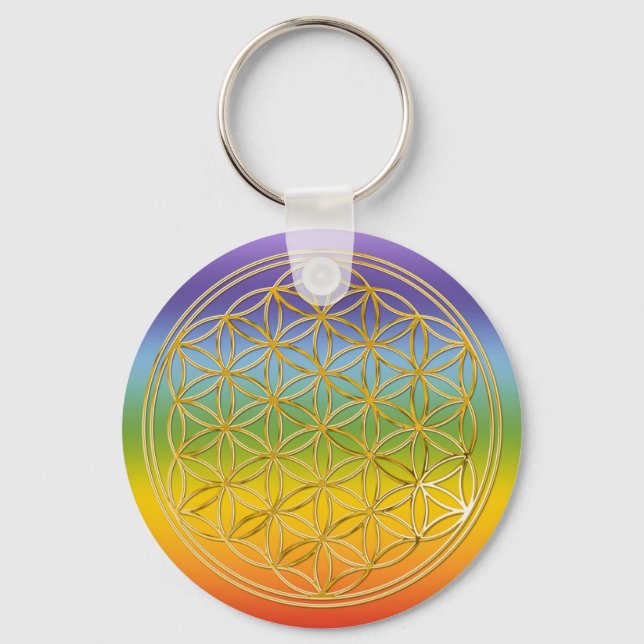 Blume des Lebens | klein chakren color Key Ring (Front)