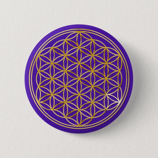 Blume des Lebens | klein violet BG 6 Cm Round Badge (Front)