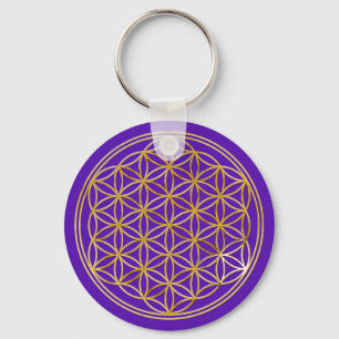 Blume des Lebens   klein violet Key Ring