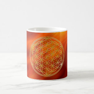 Blume des Lebens klein waves red BG Coffee Mug