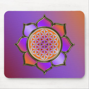 Blume des Lebens Lotus - violet orange / coloured Mouse Mat