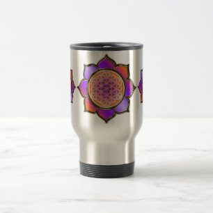 Blume des Lebens Lotus - violet orange Travel Mug