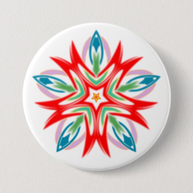 blume weihnachtsstern colour rot blau grün 7.5 cm round badge (Front)