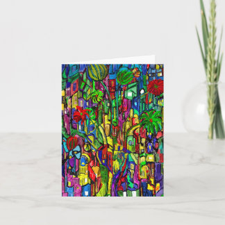 Blumen-Baum im Häusermeer. Note Card