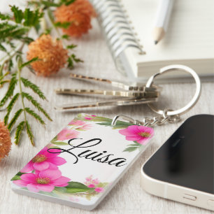 Blumen Kranz Aquarellzeichnung Key Ring
