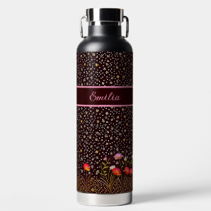 Blumen Muster mit Blumenwiese am Rand Water Bottle