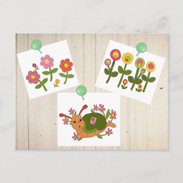 Blumenbild mit Schnecke Postcard (Front)