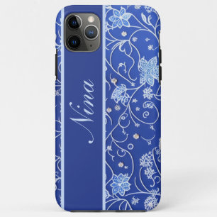 Blumenmuster blau, hellblau iPhone 11 pro max case