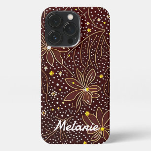 Blumenmuster braun iPhone 13 pro case