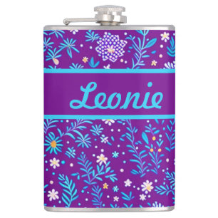Blumenmuster lila, türkise, pink hip flask