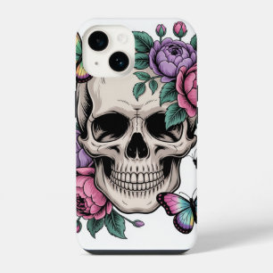 Blumenschädel Handyhülle Kunstvolle Ästhetik iPhone 14 Case