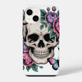 Blumenschädel Handyhülle Kunstvolle Ästhetik iPhone 14 Case