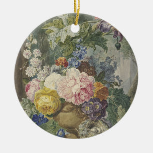 Blumenstrauß in einer Vase mit Vogelnest Ceramic Tree Decoration