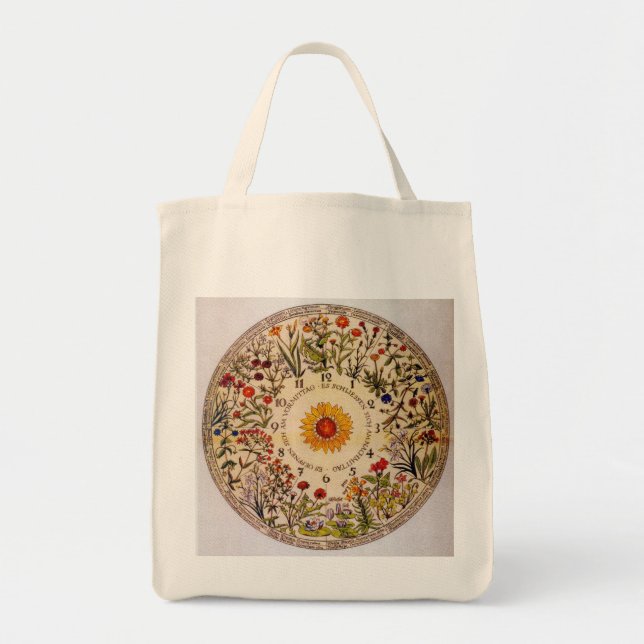Blumenuhr Flower Clock  Grocery Tote Bag (Front)