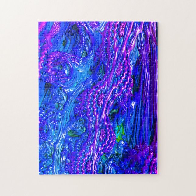 Blurple Plue Fractal Landscape Jigsaw Puzzle (Vertical)
