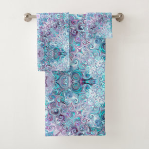 Blurple Swirls  Bath Towel Set