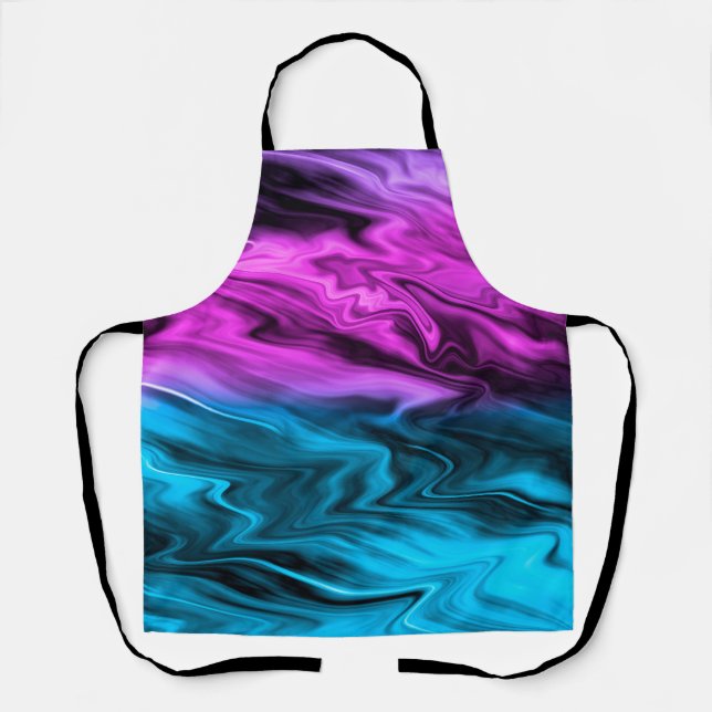 Blurred background fashionable crimson and blue  apron (Front)