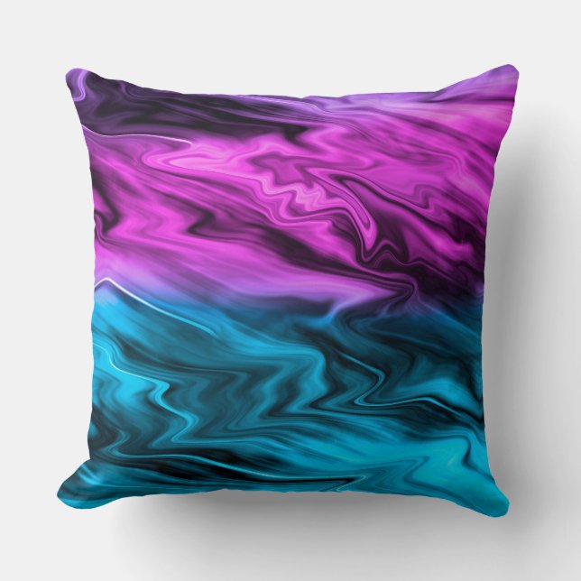 Blurred background fashionable crimson and blue cushion (Front)