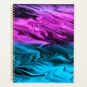 Blurred background fashionable crimson and blue planner