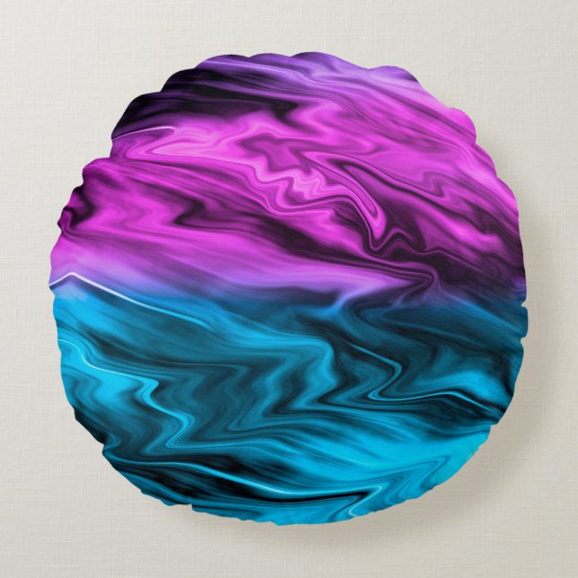 Blurred background fashionable crimson and blue  round cushion (Front)