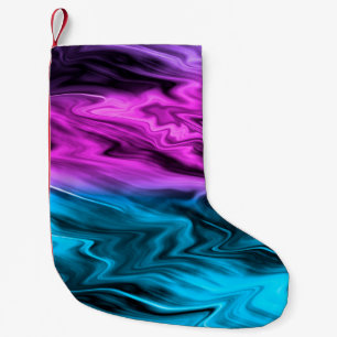 Blurred background fashionable crimson and blue  small christmas stocking