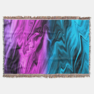 Blurred background fashionable crimson and blue throw blanket