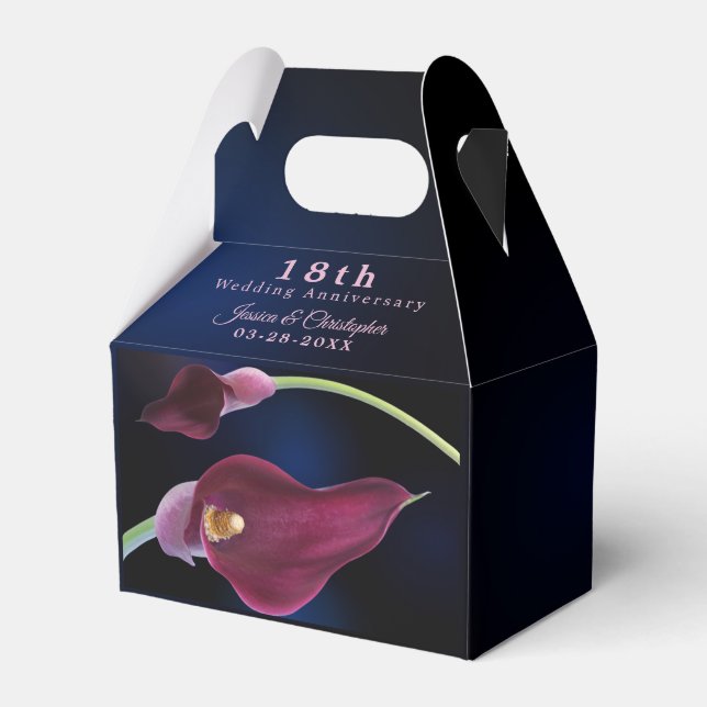 Blurred Blue Calla Lily 18th Wedding Anniversary  Favour Box (Front Side)