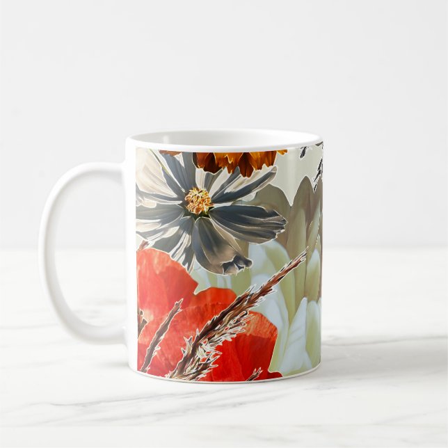 Blurred colourful floral, vintage art. coffee mug (Left)
