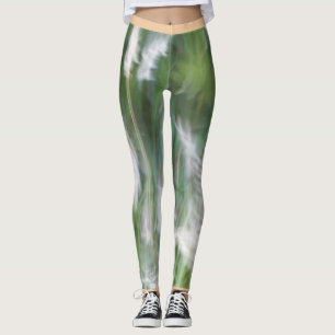 Blurred grass leggings with a peach rim